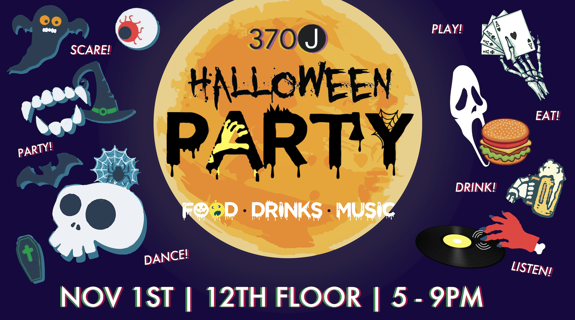 Flyer for 370J Halloween Party