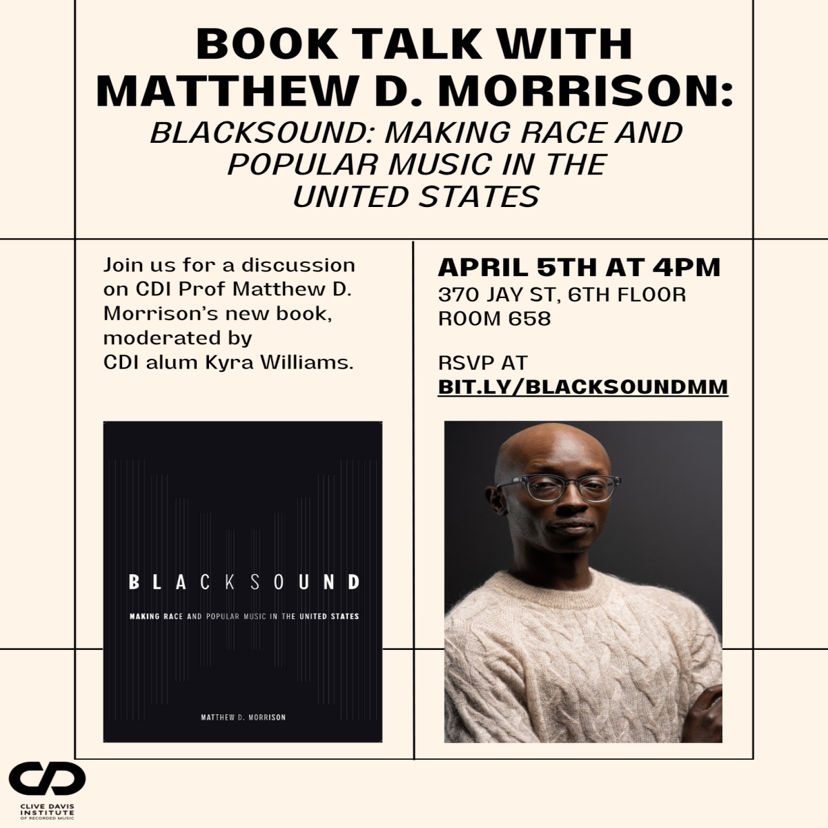 Join the Clive Davis Institute for a discussion with our very own Associate Professor Matthew D. Morrison on his new book