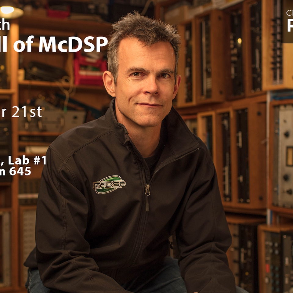 Flyer for ReMu Masterclass with Colin McDowell of McDSP