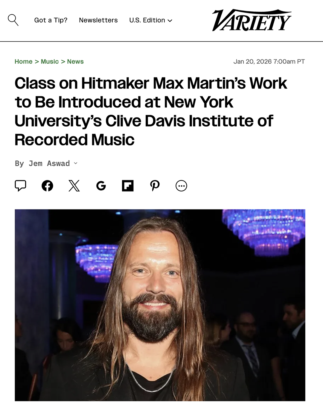 Max Martin Variety Article