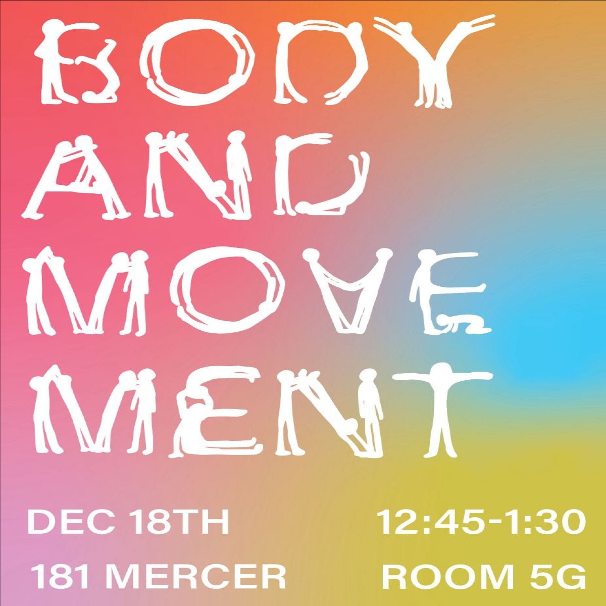Body and Movement words over colorful background
