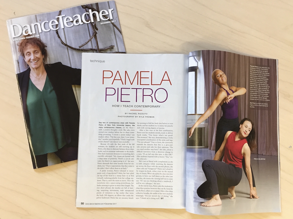 Pamela Pietro and BFA Class of 2018 Zuri Ford in December 2017's Dance Teacher Magazine.