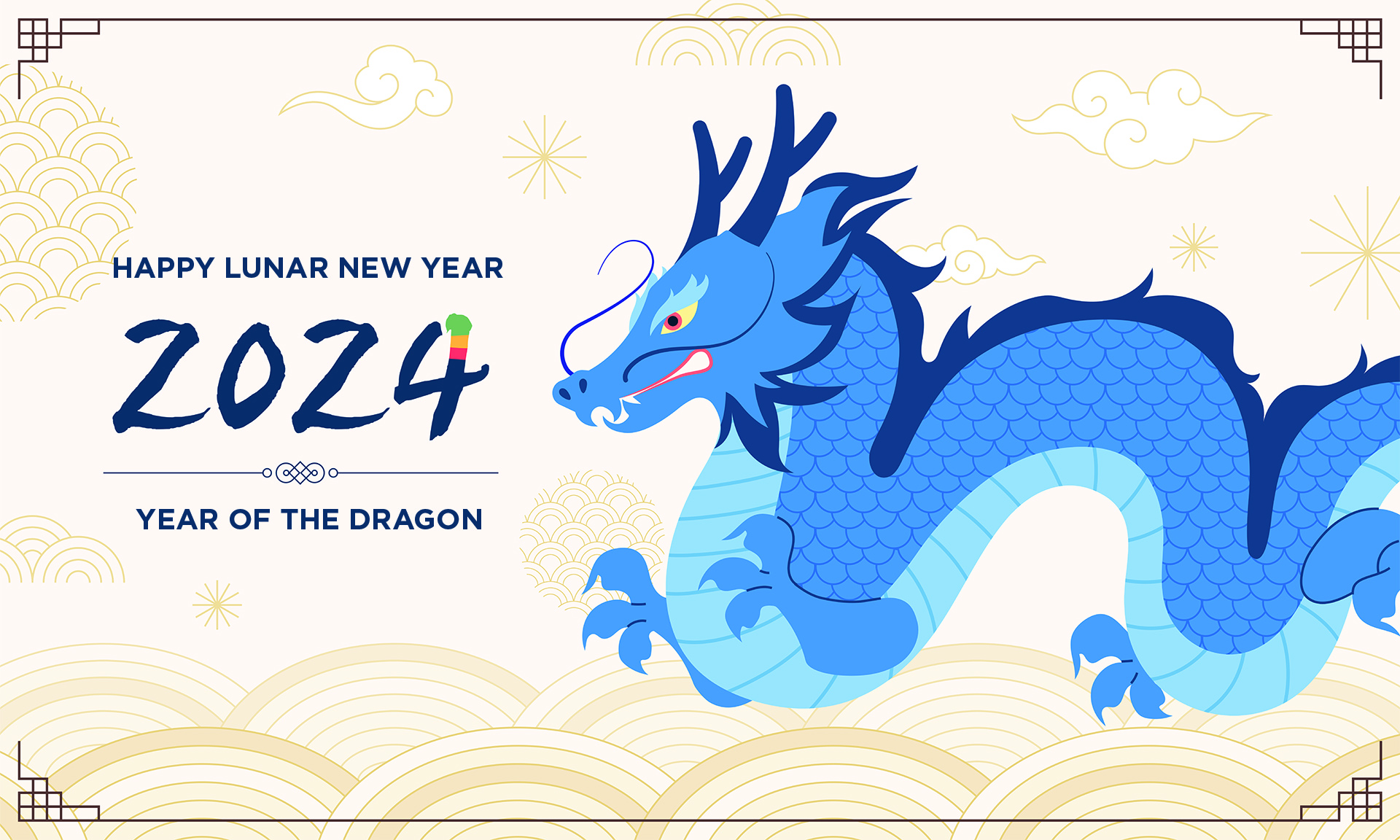 Image of a blue dragon with the words 