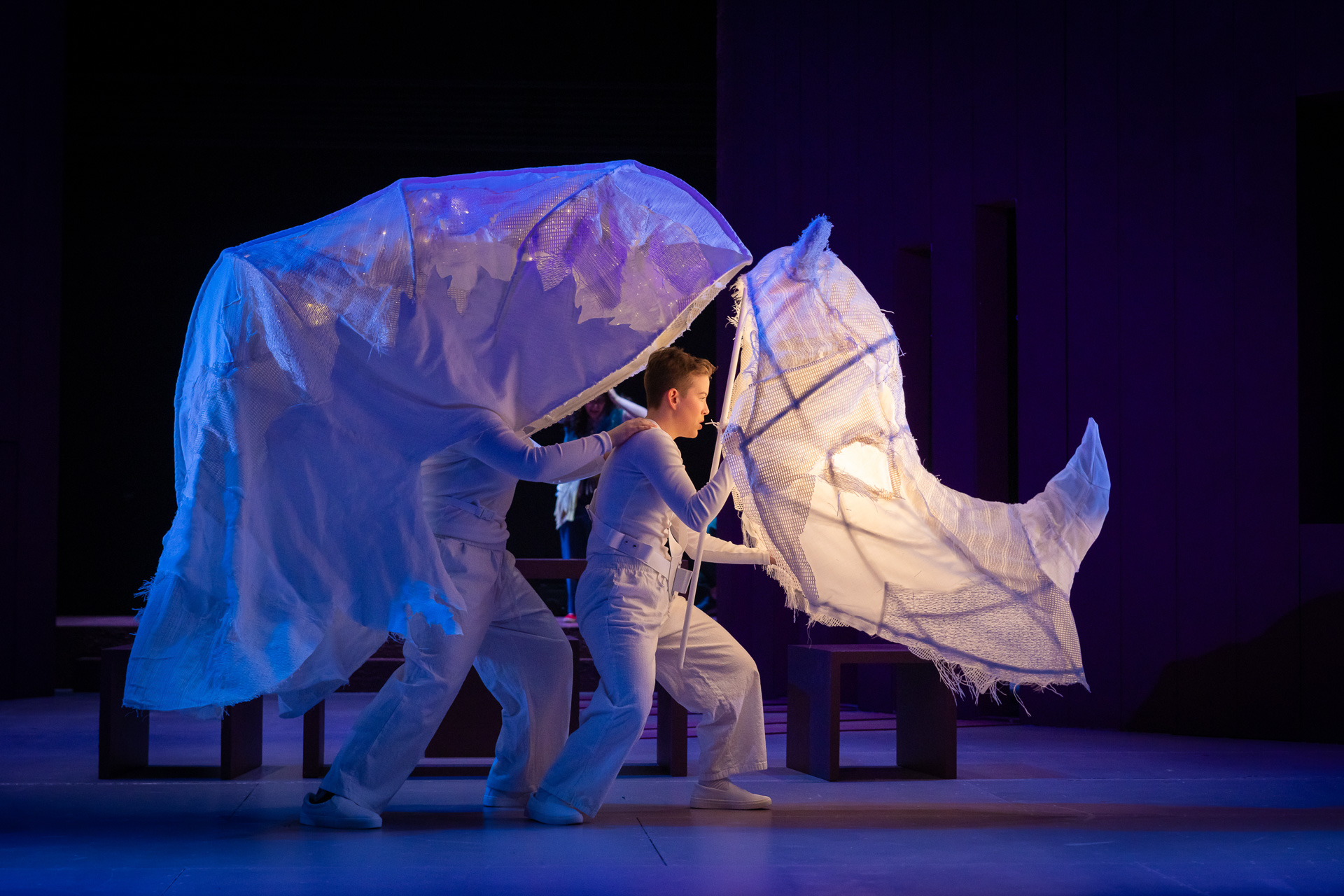 a rhinoceros puppet on a stage