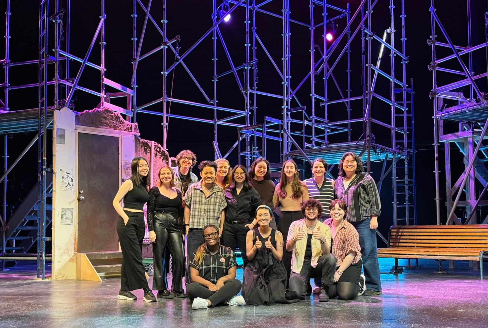 P&D team on the cantor stage in front of the set for Rent 2024