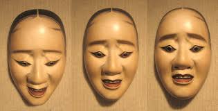 A  Japanese Noh mask changes expression with the tilt of a head.