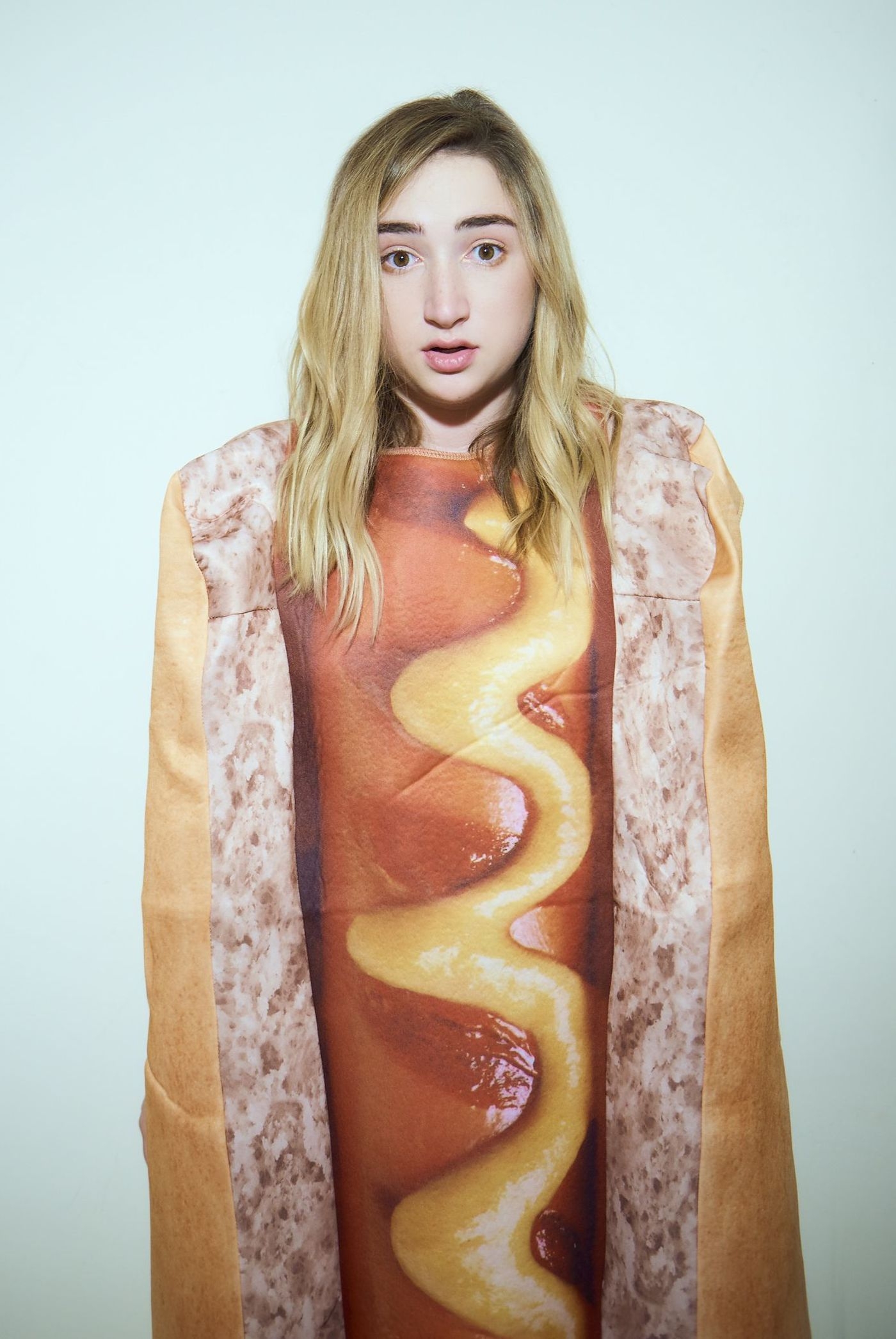 Molly Clark in a hot dog suit.