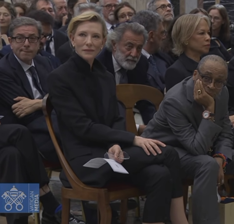 Professor Spike Lee and Associate Professor Antonio Monda sit with fellow film industry professionals, including Cate Blanchett 