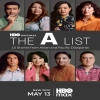 portraits of eight celebrities. Text reads: HBO Original The A List 15 Stories from Asian and Pacific Diasporas New Doc May 13 HBO MAXAll portraits © Timothy Greenfield-Sanders