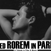 Picture of man looking to his right with hands on head. Text under reads: Ned Rorem in Paris A tribute in Film & Music