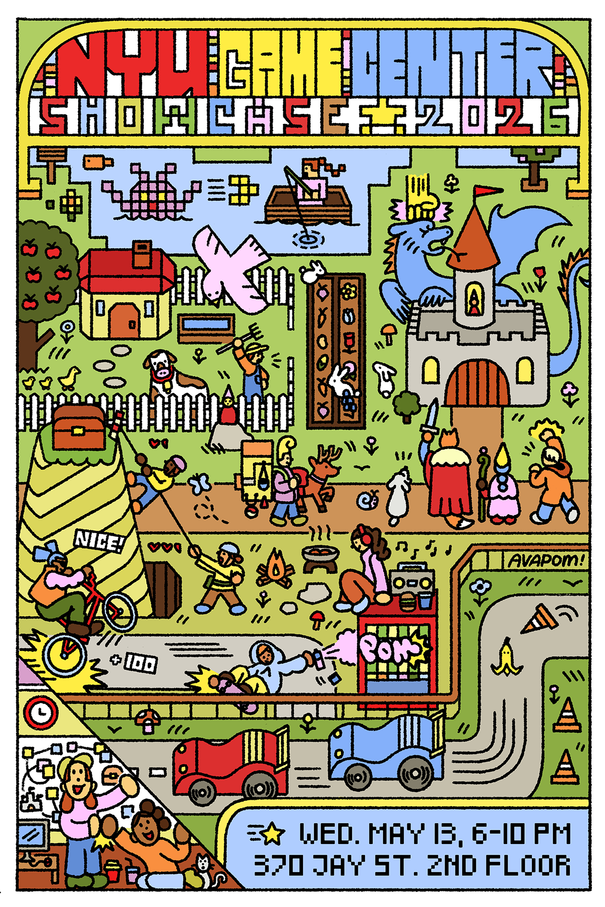 NYU Game Center Showcase 2026, Wed. May 13, 6-10 PM, 370 Jay St. 2nd Floor