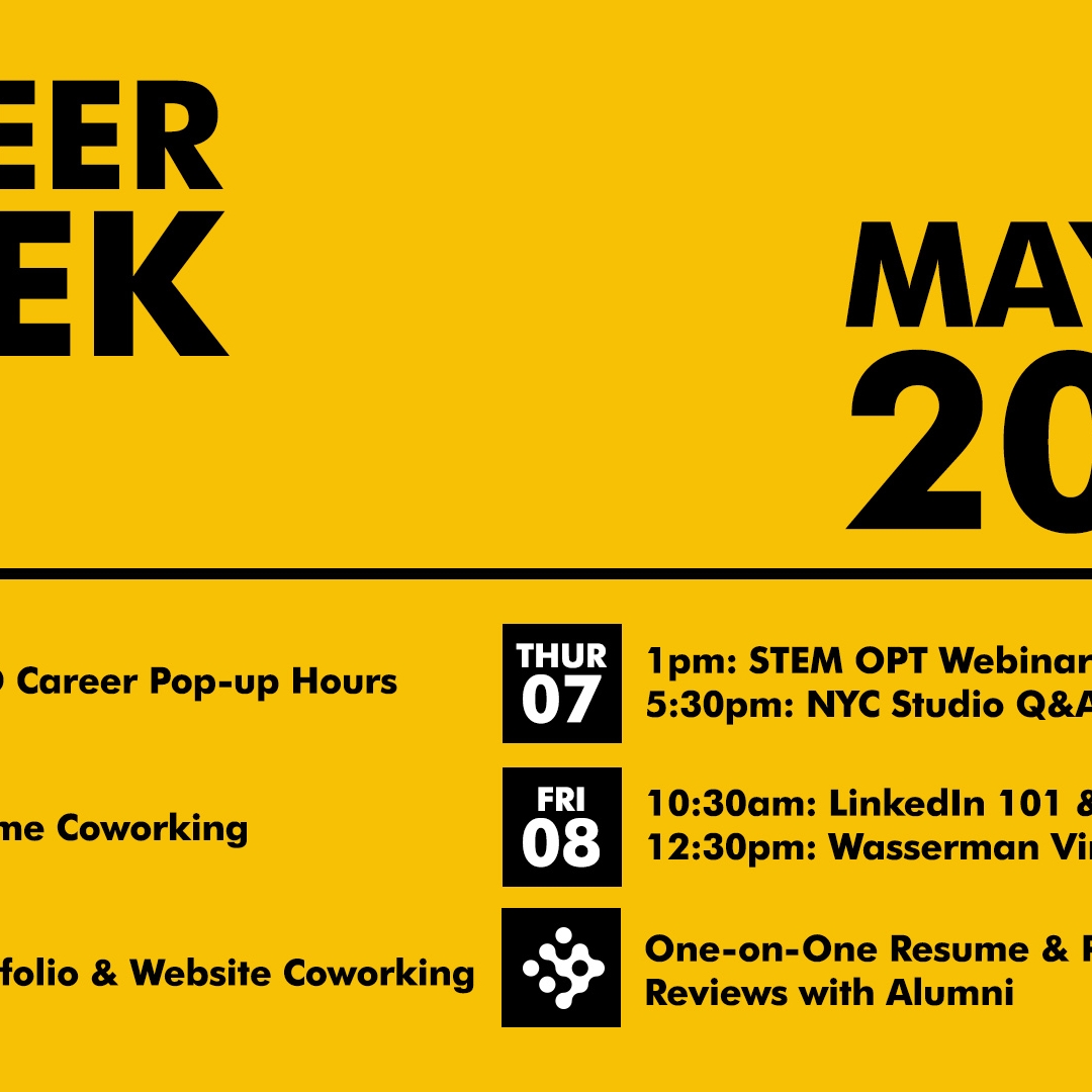 Career Week logo in yellow and black text with schedule.