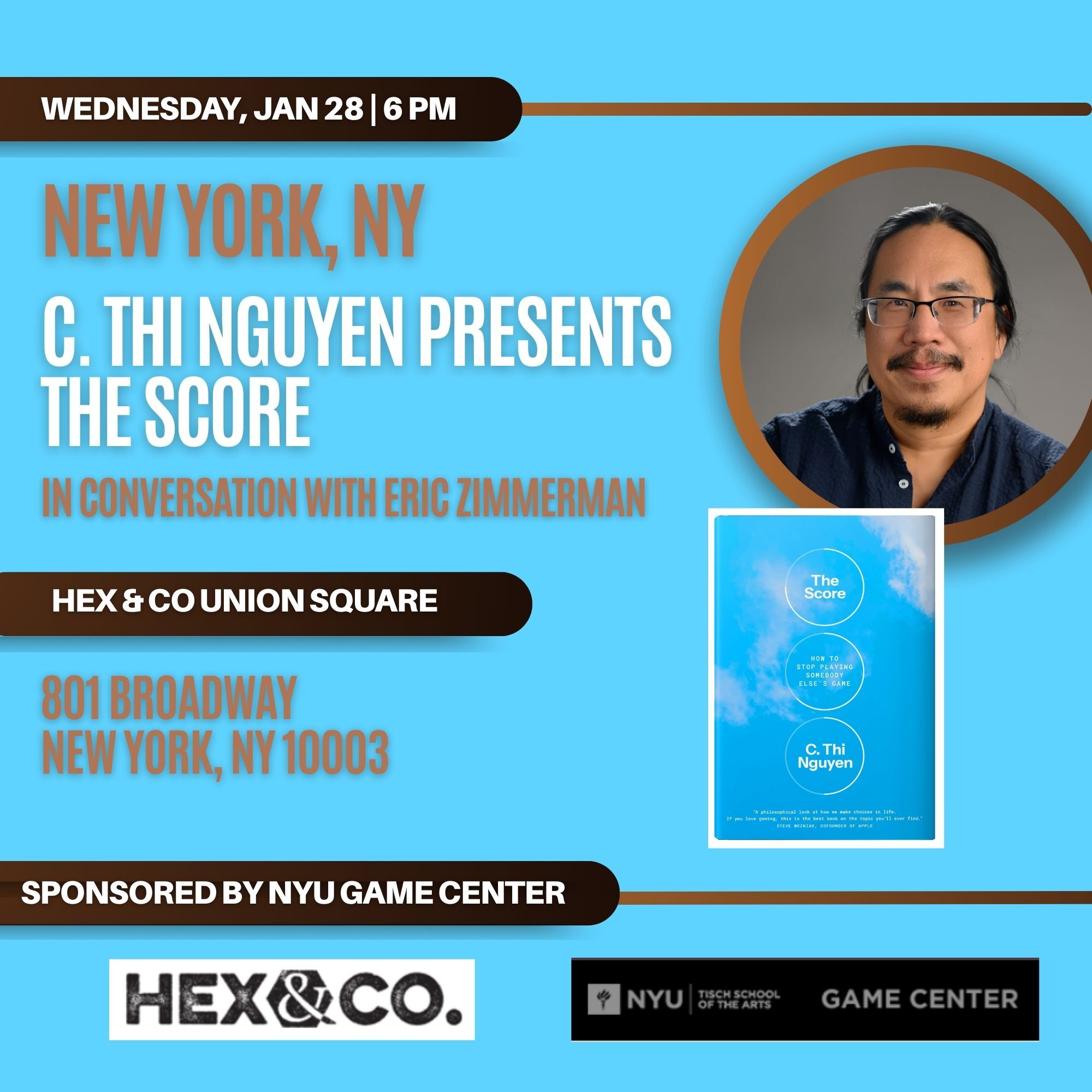 Poster for C. Thi Nguyen's event at Hex & Co.