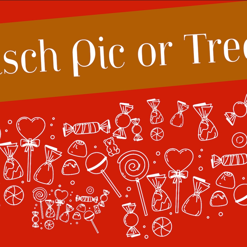 Tisch Pic or Treat poster with candy