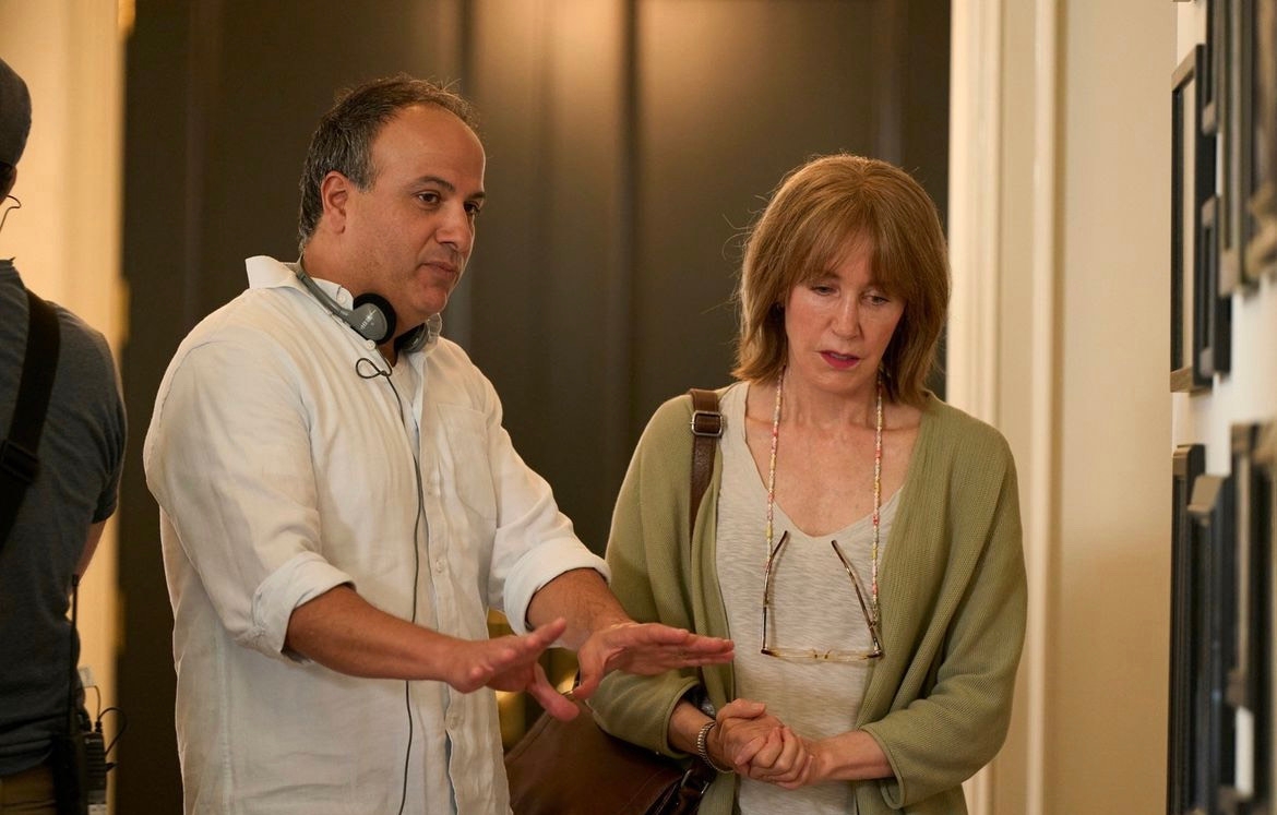 Sameh Zoabi and Felicity Huffman on the set of "Accused"