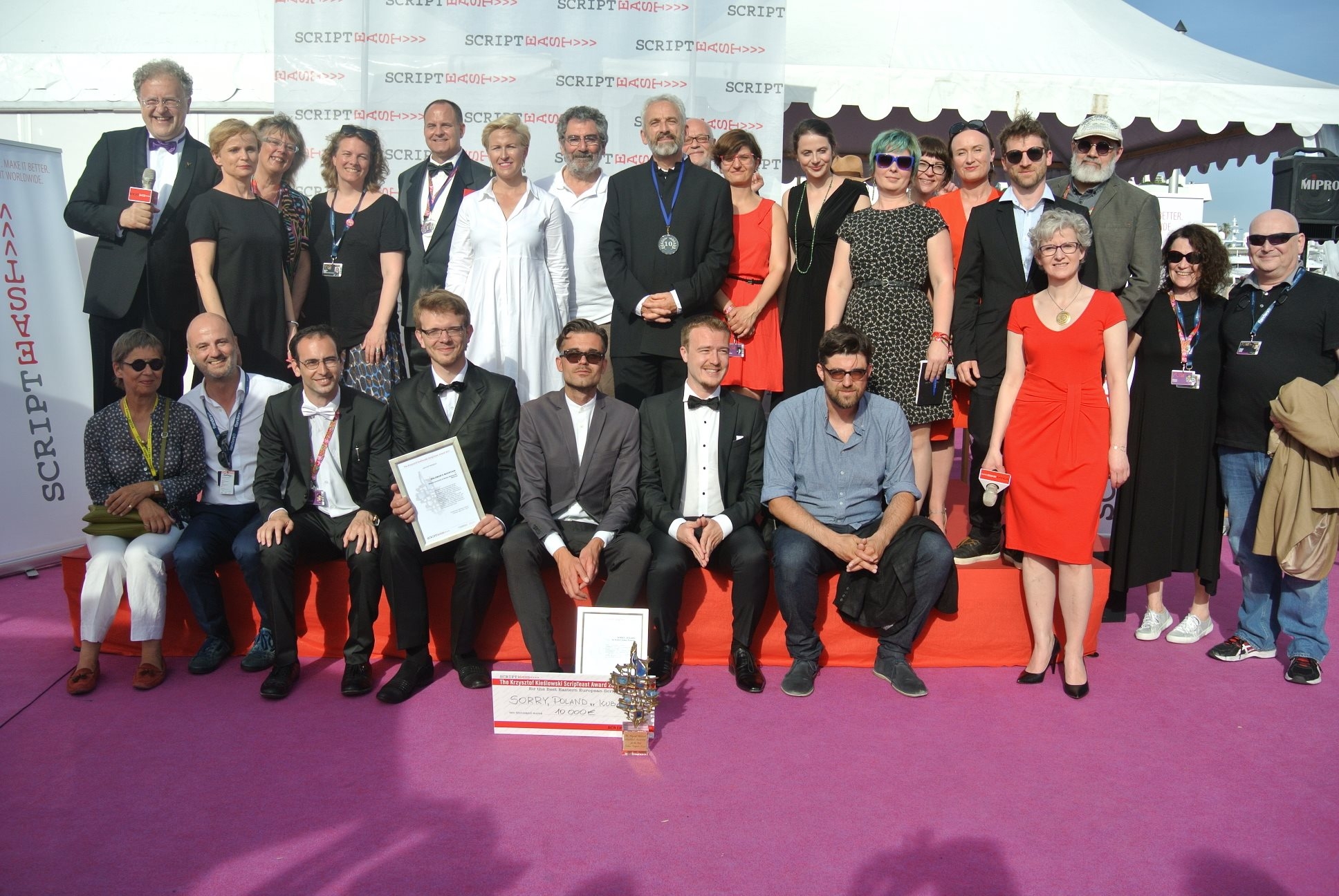 Alumna Bohdana Smyrnova with other selected scriptwriters at the ScripTeast Workshop in Cannes this May. 