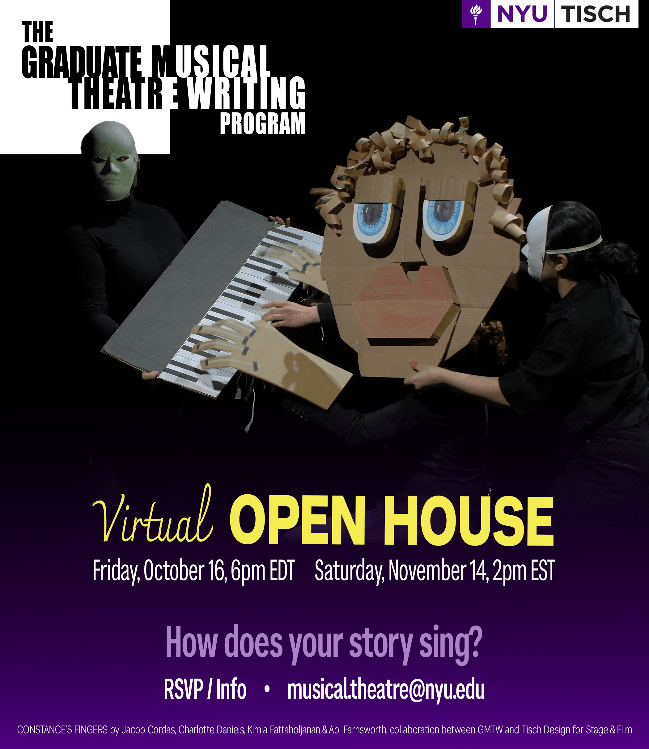 Graduate Musical Theatre Writing Program Open House Flyer