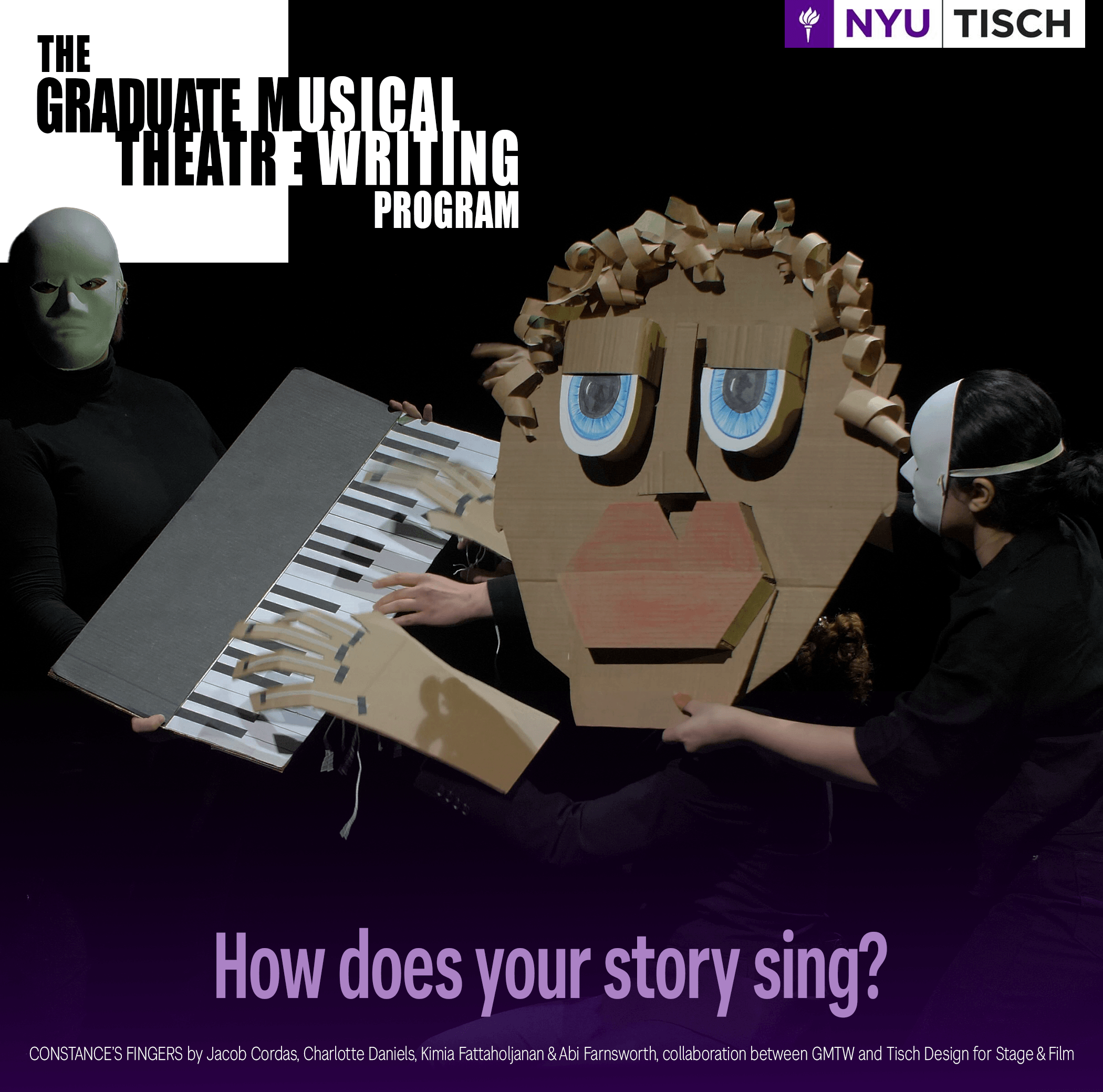 Flyer for the Graduate Musical Theatre Writing Program Open House