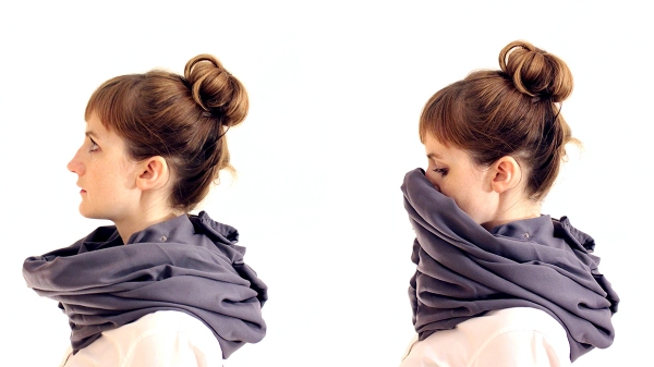 Woman wears a scarf two different ways