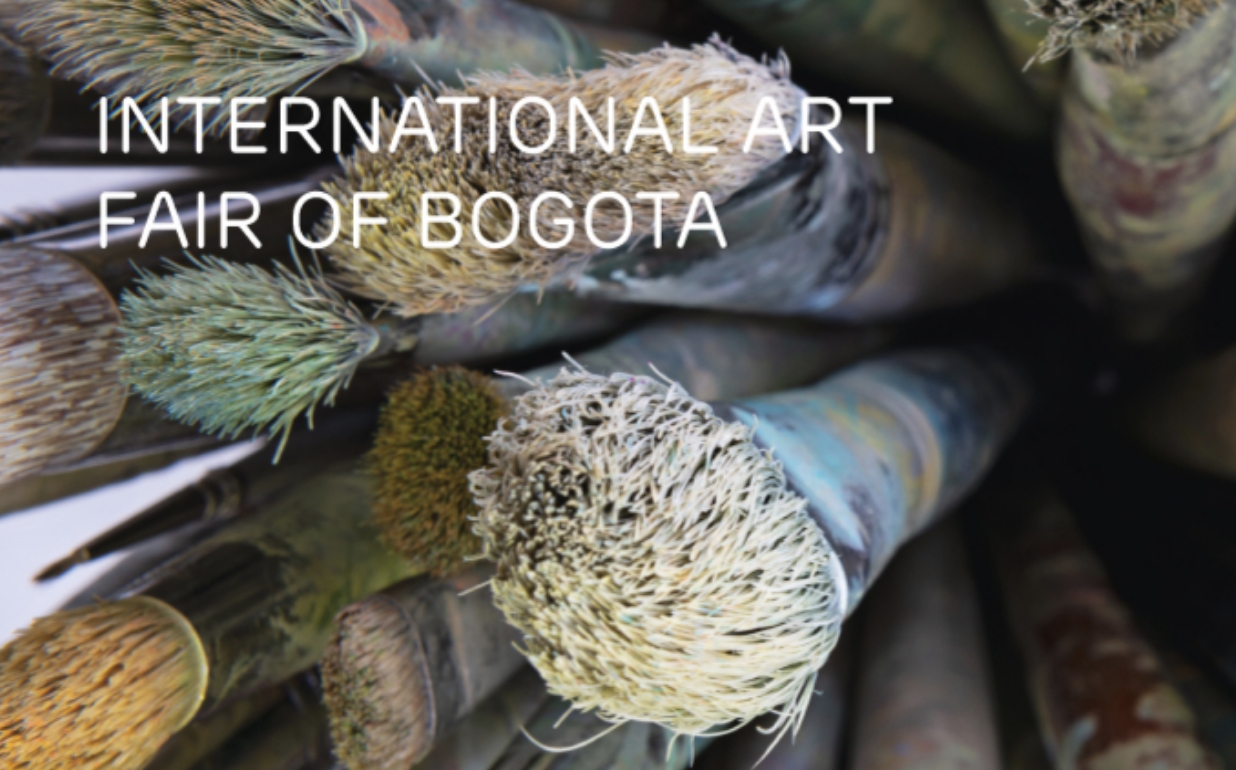 Picture of paintbrushes with the words International Art Fair of Bogota