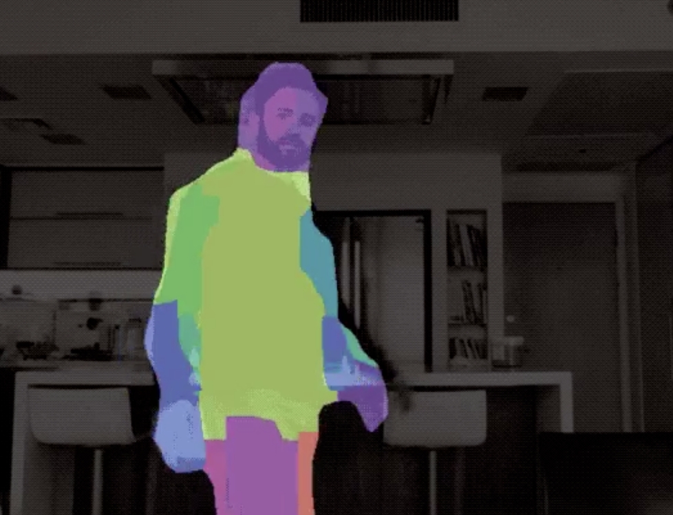 Person uses software that follows his body using colors