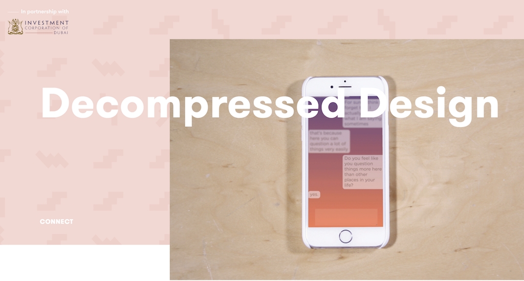 iPhone with the logo over it reading "Decompressed Design"