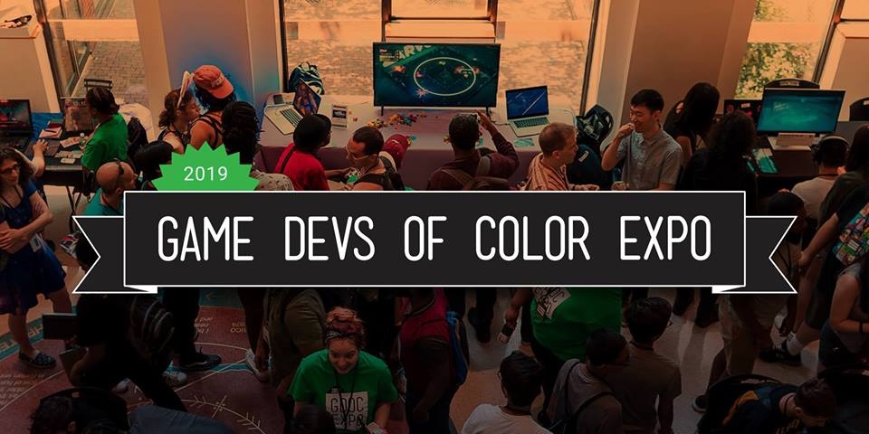 Game Devs of Color logo with people enjoying themselves at an expo