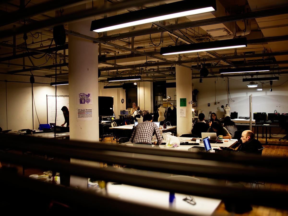 Students working in the ITP Lounge