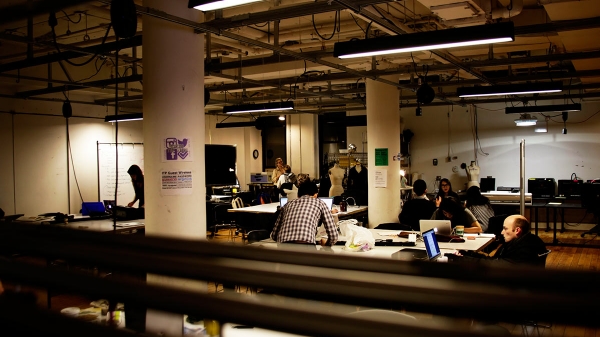 Students working in the ITP Lounge