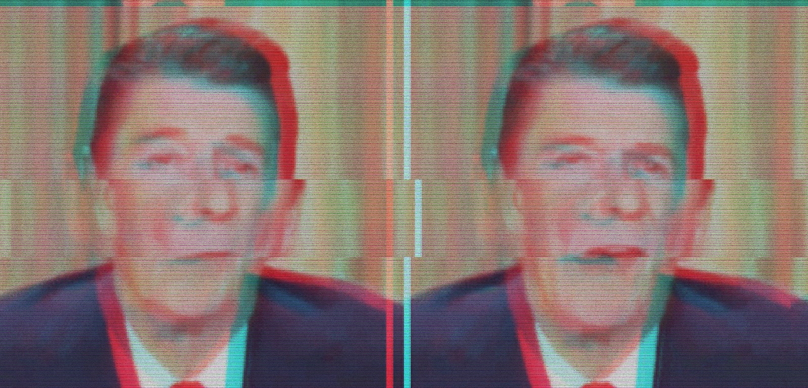 Distorted image of Ronald Reagan on TV