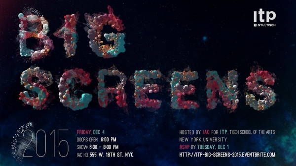 Logo for Big Screens written in bubbles with necessary info at the bottom about the event