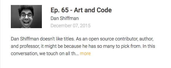 an enthusiastic man with a description of his podcast