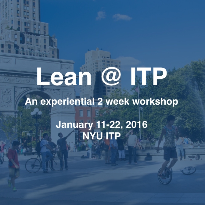 Lean at ITP workshop, with people in the park in the background