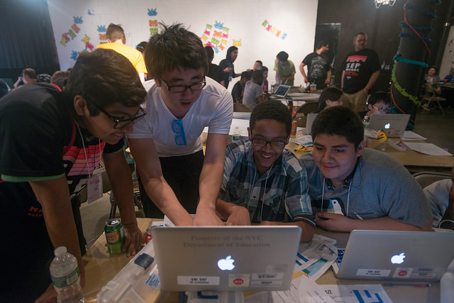Students working on laptop