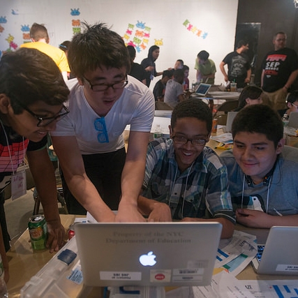 Students working on laptop