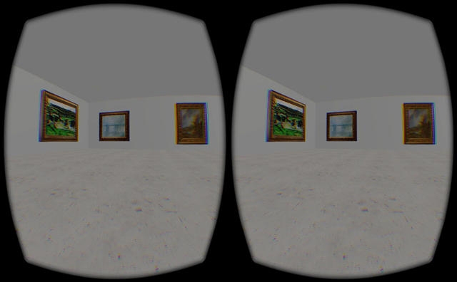 perspective from VR googles looking at artwork in the distance