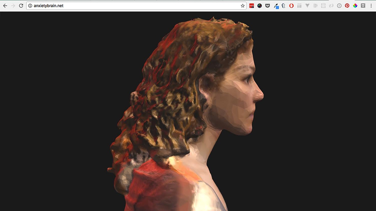 a low resolution 3D scanned bust of a woman in side profile