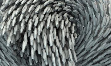 graphics of objects swirling in a circular pattern