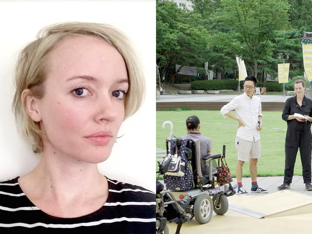 Headshot of Tega Brain and candid portrait of Taeyoon Choi