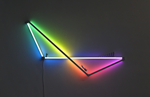 Strips of led light formed in an organic shape