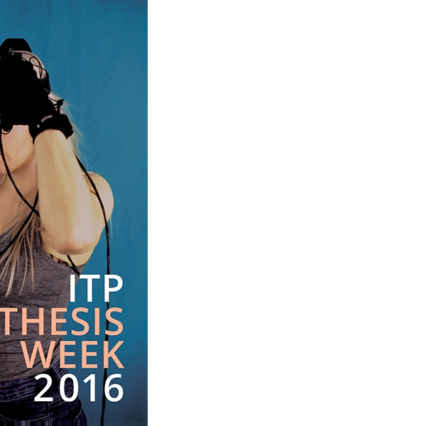 ITP Thesis Week 2016 Poster of student using VR equipment