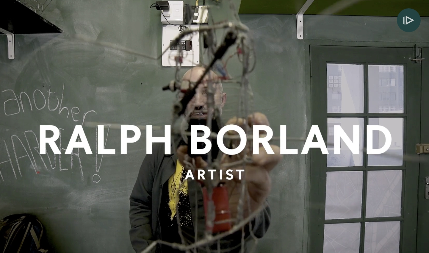 Screenshot from video profile of Ralph Borland and his work, but the title over it reading Ralph Borland, Artist