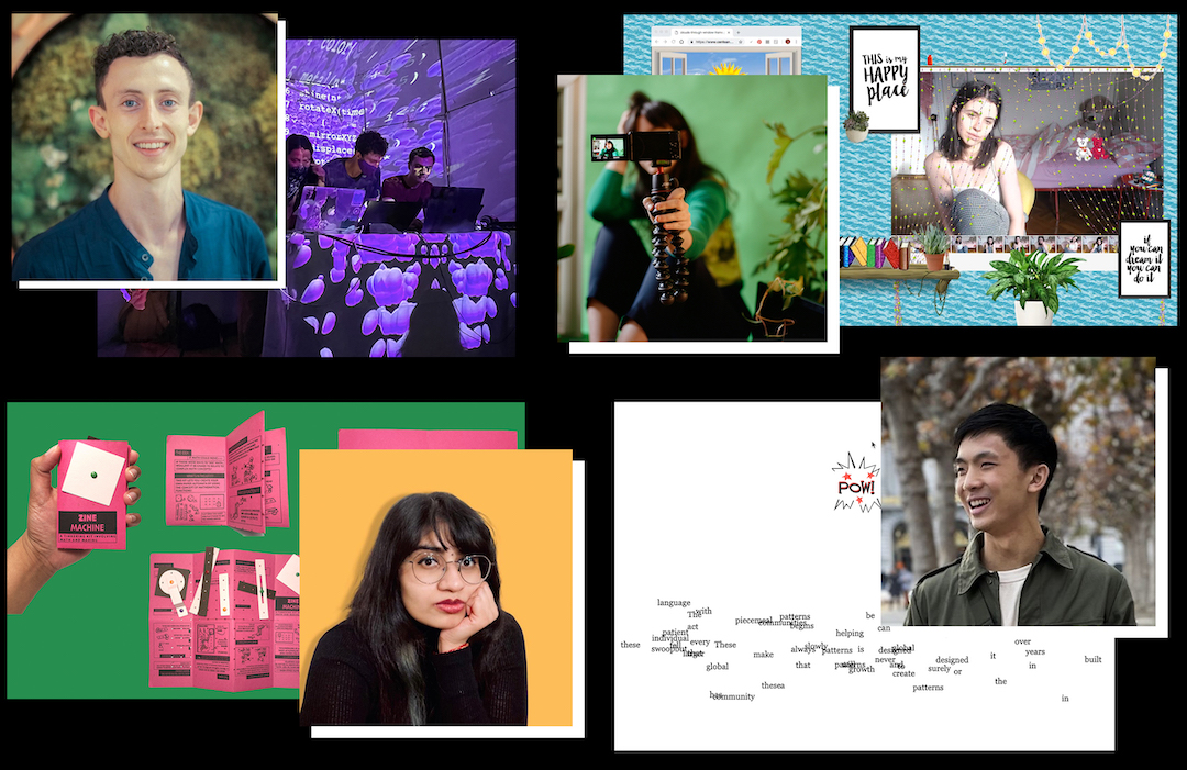 Collage of ITP/IMA's new fellows artwork and portraits