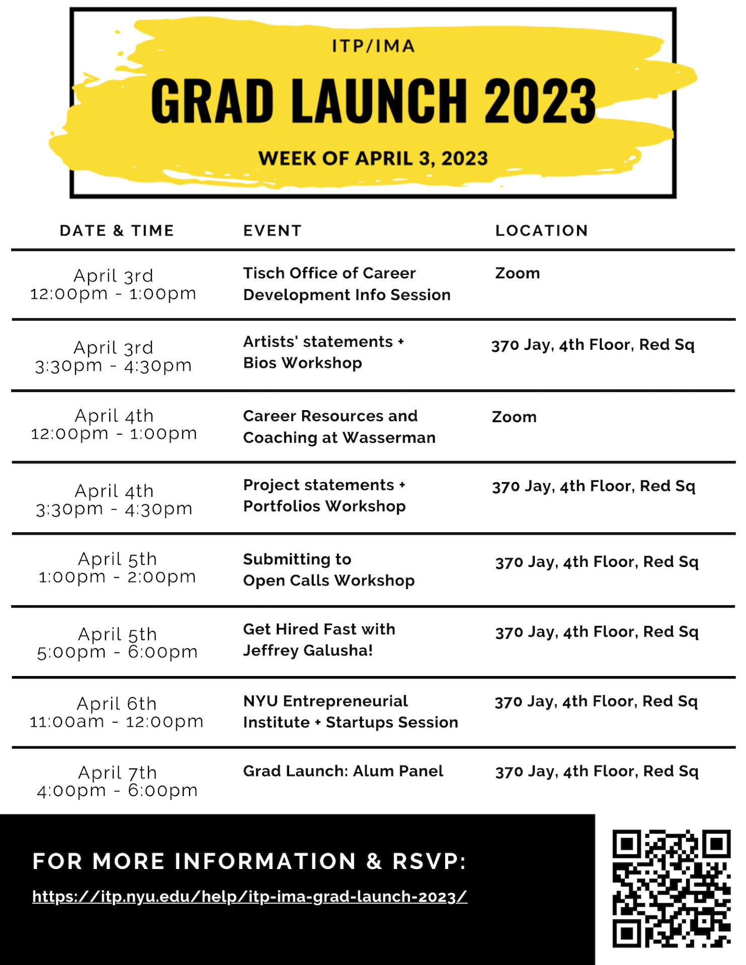 Schedule for Grad Launch 2023