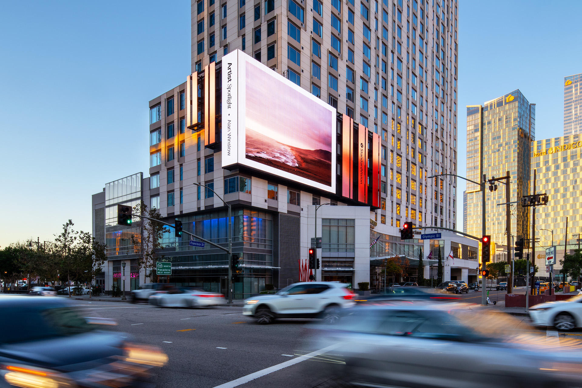 Photograph on a large Downtown LA Billboard
