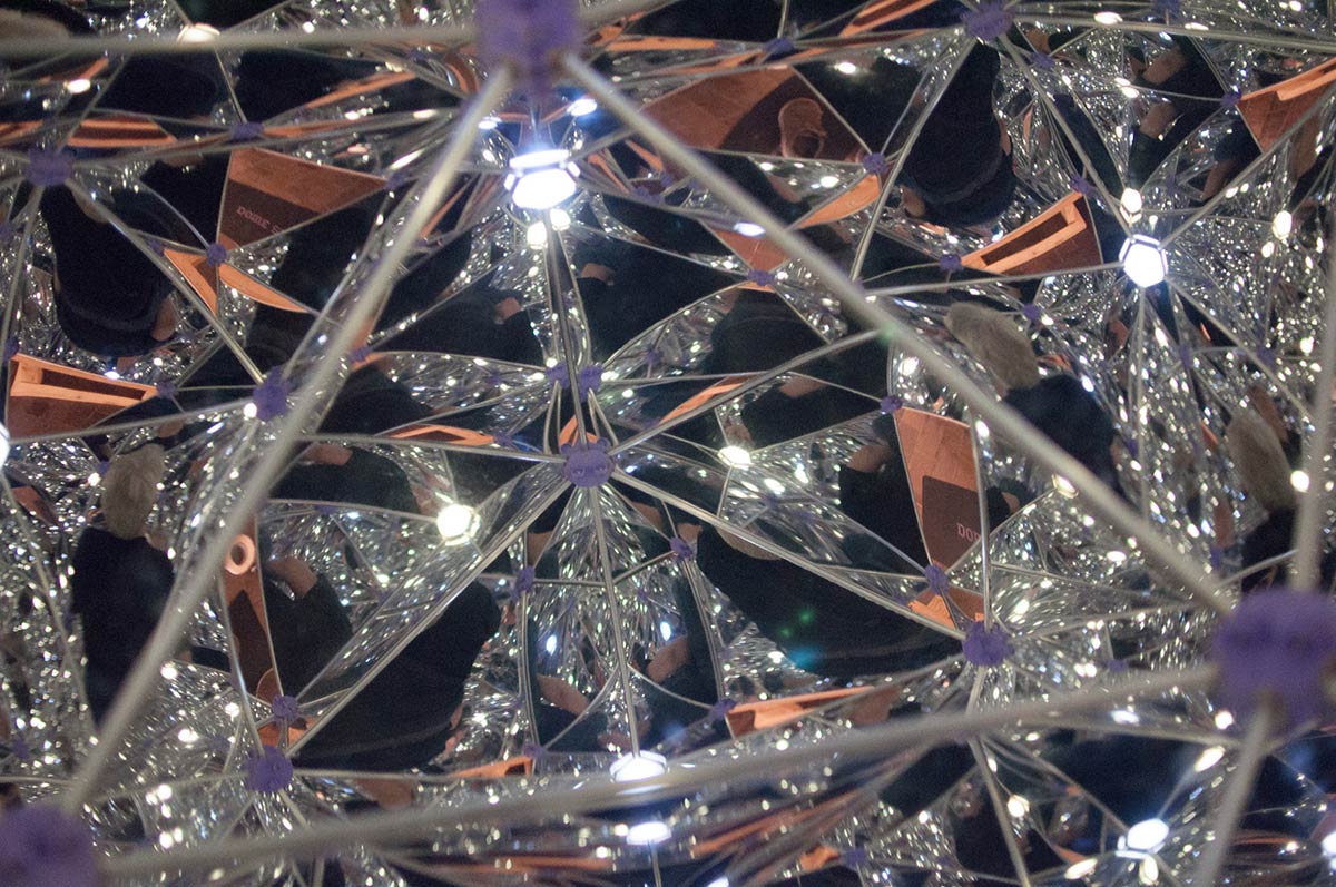a multi-mirrored view inside a geo-dome