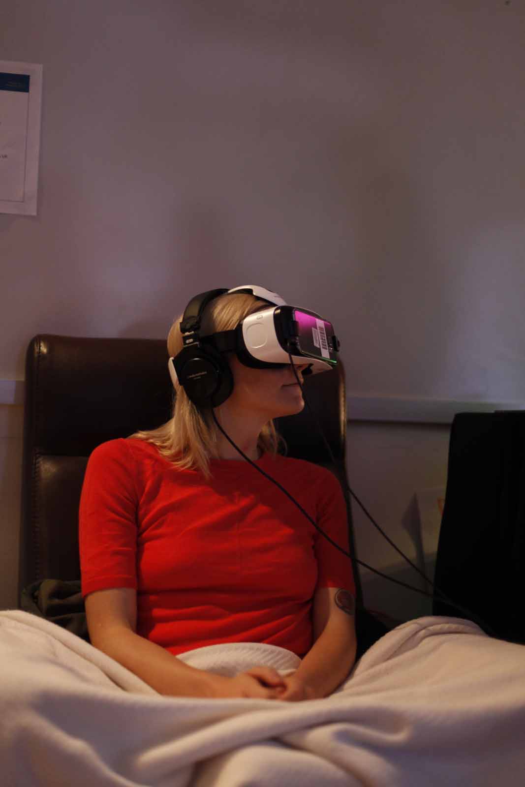 a woman wearing VR googles