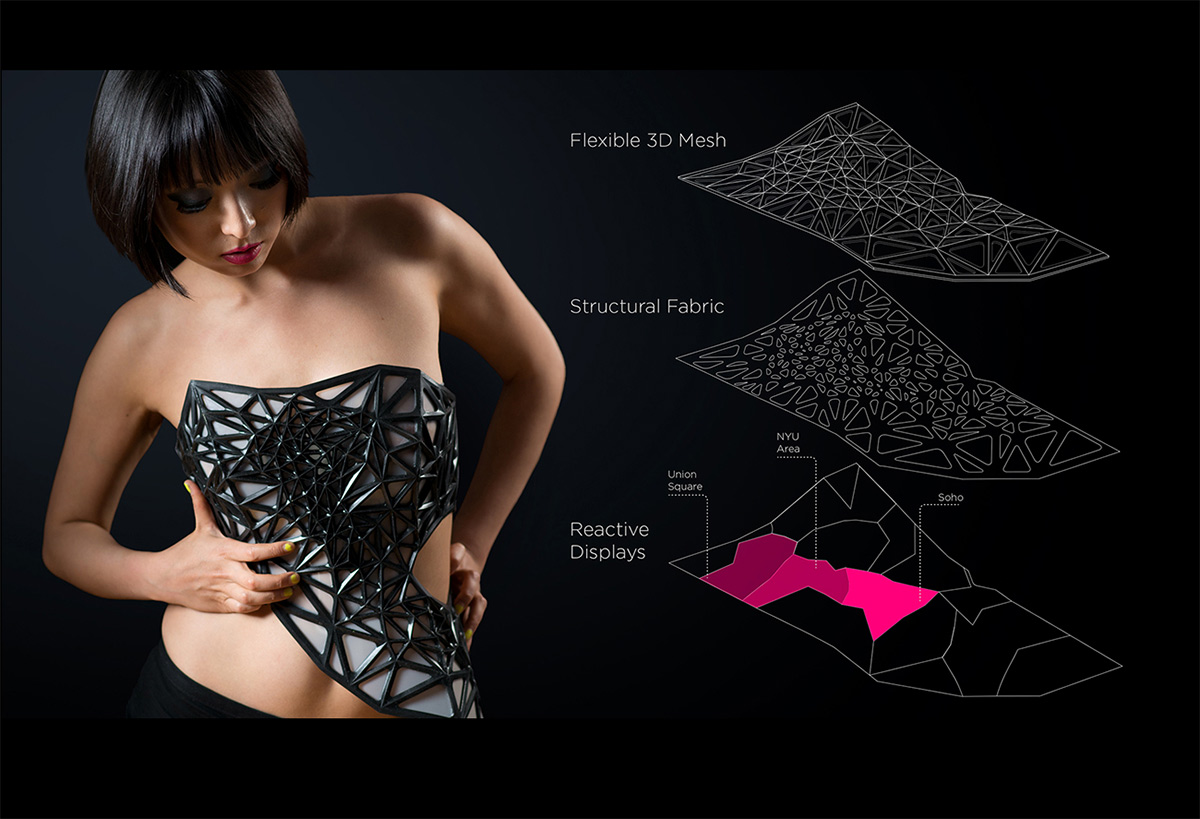 a 3D printed strapless top that lights up
