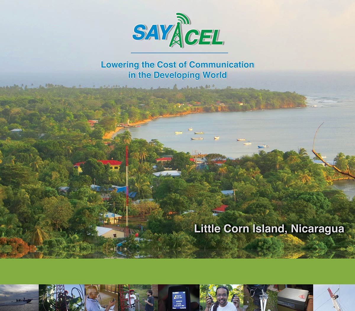 SayCel logo and an image of the Nicaraguan shoreline