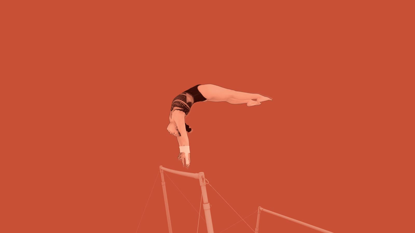 Graphic of American Gymnast Sunisa Lee performing uneven bars